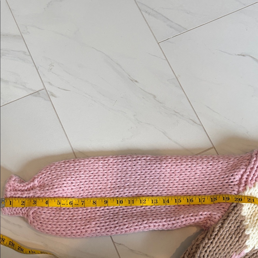 Altar'd State Pink Argyle Chunky Knit Cowl Sweater - Picture 3 of 3